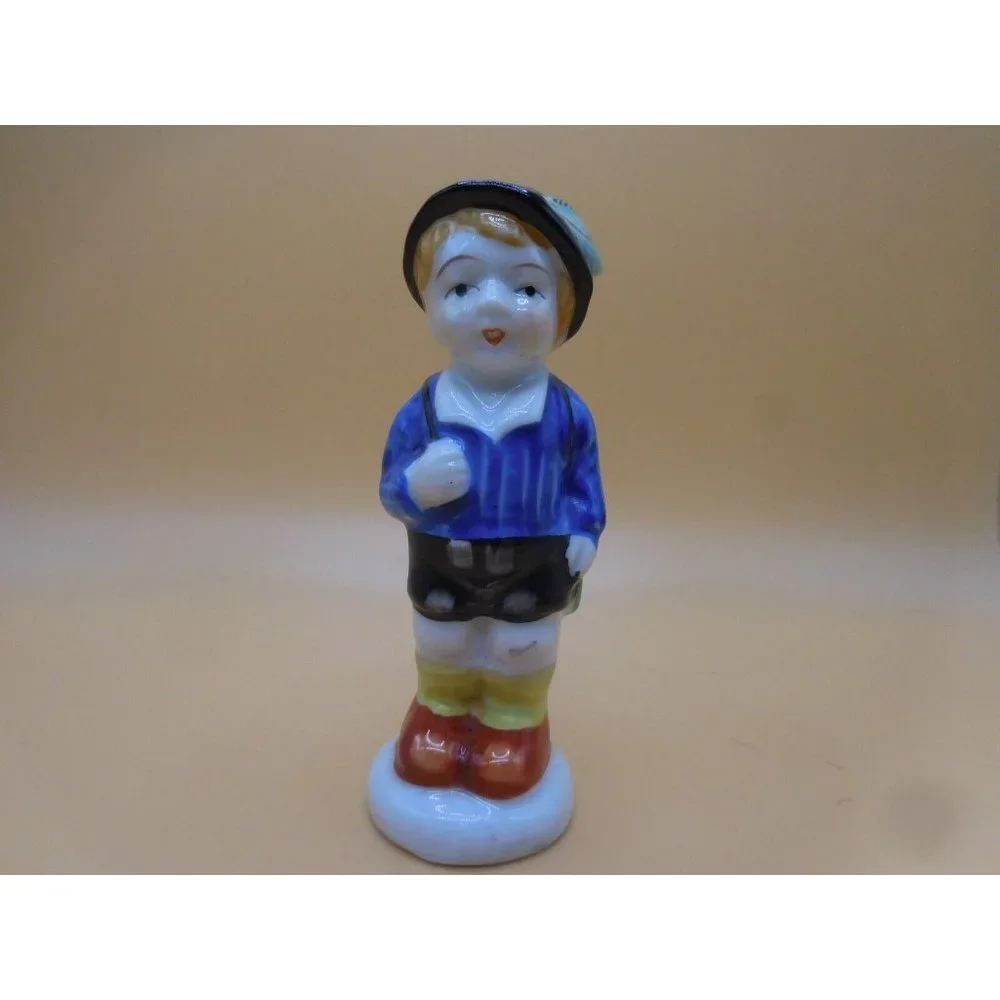 Vintage Occupied Japan Hand painted Boy Salt Shaker set 4 3/8
